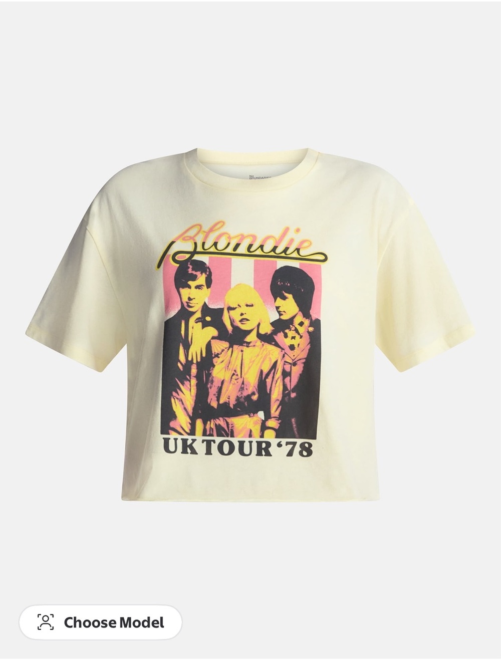 Blondie UK Tour '78 Yellow Graphic Crop Tee - Kids